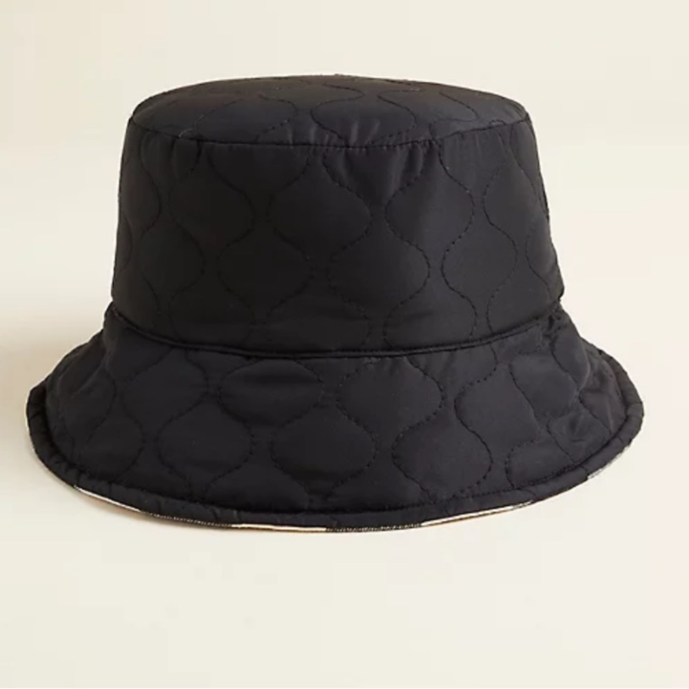 Black and White REVERSIBLE NYLON PLAID BUCKET HAT - Picture 2 of 4